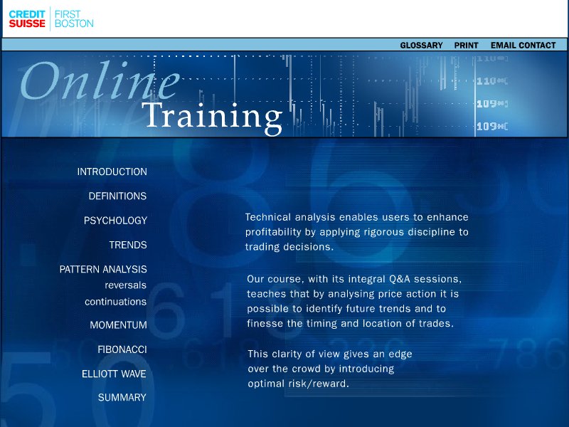 Credit Suisse First Boston online training course screenshot